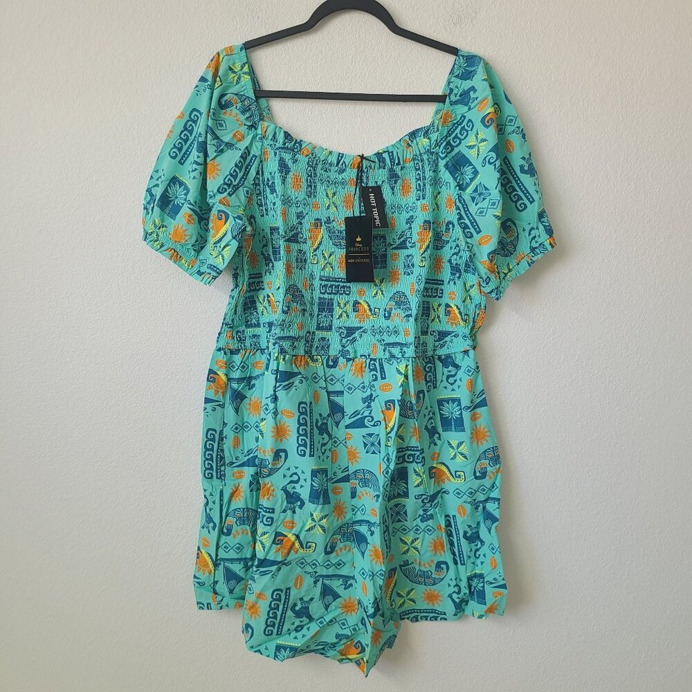 Her Universe Disney Moana Icons Smocked Romper Plus Size 2X Blue